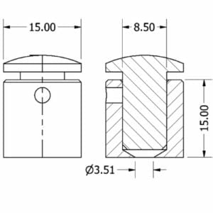 Distantier imbus aluminium 1515 cap rotund - imagine 3