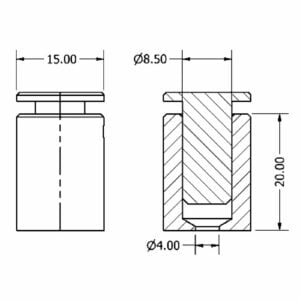 Distantier imbus aluminium 1520 cap plat - imagine 3