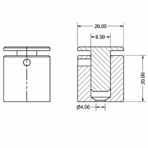 Distantier imbus aluminim 2020 cap plat - imagine 3