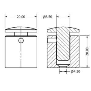 Distantier imbus aluminium 2020 cap rotund - imagine 3